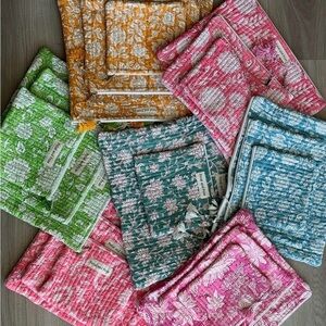Floral cosmetic Set - Pink, Green, Blue, Orange. 3 size available -